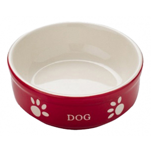 Одинарная миска для собак Nobby керамика белый красный