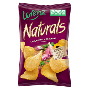 Чипсы Lorenz картофельные Naturals с чесноком и зеленью