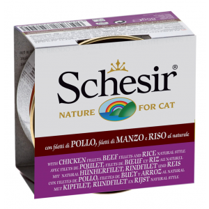 Консервы для кошек "Schesir" с цыпленком говядиной и рисом
