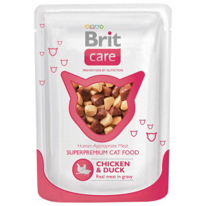 Влажный корм для кошек Brit Care, кусочки в желе с курицей и уткой, 24шт по 80г