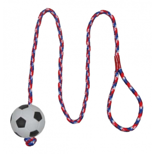 Грейфер для собак TRIXIE Мяч футбольный на веревке, разноцветный, 6х100 см