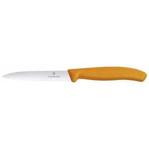 Нож для овощей Victorinox "SwissClassic", с серрейторной заточкой, цвет: оранжевый, длина лезвия 10 см 6.7736.L9