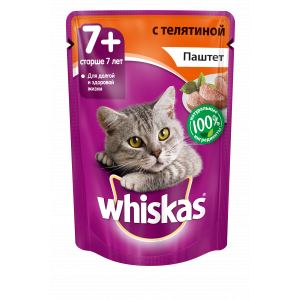 Влажный корм для кошек Whiskas паштет с телятиной