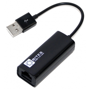 Кабель-адаптер 5bites UA2-45-02BK USB2.0 RJ45 10/100 Мбит/с, 10см
