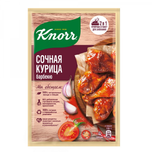 Приправа Knorr с пакетом для запекания сочная курица барбекю на второе 26 г