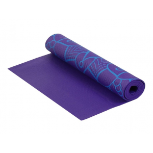 Коврик для йоги и фитнеса Larsen PVC фиолетовый с принтом 180 см, 5 мм