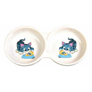Двойная миска для кошек TRIXIE керамика белый синий