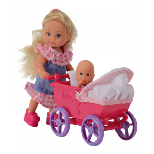 Кукла Еви с малышом на прогулке 12 см Simba 5736241