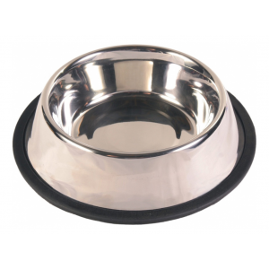 Одинарная миска для кошек и собак TRIXIE, сталь, резина, серебристый, 2.8 л