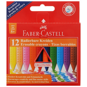 Мелки восковые Faber-Castell Grip 122520 цветные стирающиеся 12 цветов