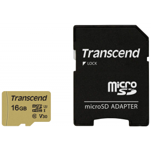 Карта памяти microSDHC UHS-I U3 TRANSCEND 500S 16 ГБ 95 МБ/с Class 10 TS16GUSD500S