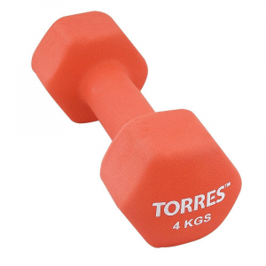 Гантель Torres 4 кг 1 шт (PL55014) в неопреновой оболочке