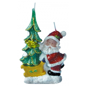 Свеча новогодняя Snowmen Е80944 Дед Мороз и елочка на санках 11 см