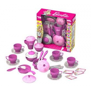 Подарочный набор дет,посуды чайный и кухонный сервиз Barbie, 38 предметов