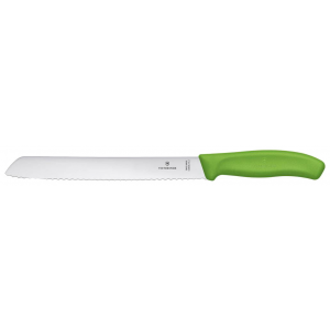 Нож для хлеба Victorinox "SwissClassic", цвет: зеленый, длина лезвия 21 см 6.8636.21L4B