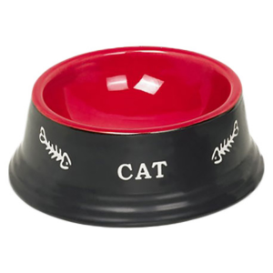 Одинарная миска для кошек Nobby керамика красный черный