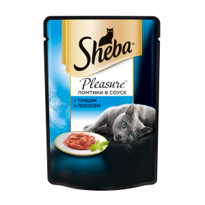 Влажный корм для кошек Sheba Pleasure ломтики из тунца и лосося в соусе, 85г