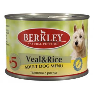 Консервы для собак Berkley Menu, телятина, рис, 200г