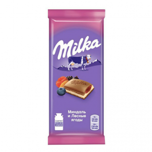 Шоколад Milka молочный "Миндаль и лесные ягоды"