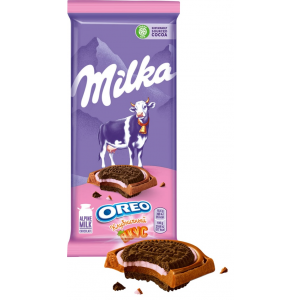 Шоколад Milka молочный с печеньем Oreo и молочной начинкой