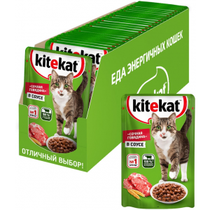 Влажный корм для кошек Kitekat с говядиной в соусе