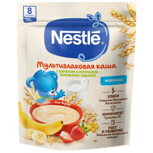 Каша Nestle молочная мультизлаковая с бананом и земляникой с 8 месяцев