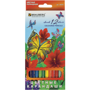 Карандаши цветные Brauberg Wonderful butterfly 12 цветов