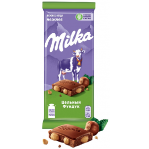 Шоколад Milka молочный с цельным фундуком