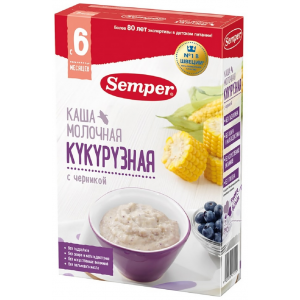 Каша Semper Молочная кукурузная с черникой (с 6 месяцев)