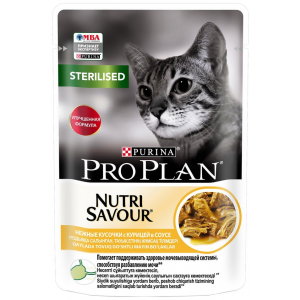 Влажный корм для стерилизованных кошек Pro Plan Nutri Savour Sterilised кусочки в соусе с курицей 85г