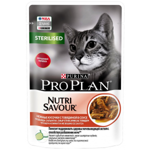 Корм для кошек PRO PLAN Nutri Savour Sterilised стерилизованных с говядиной в соусе