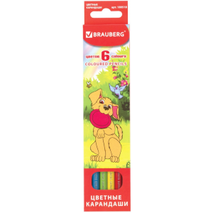 Карандаши цветные brauberg “my lovely dogs“, 6 цветов