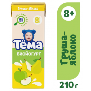 Биойогурт питьевой Тема Груша и Яблоко 2.8% 210г (упаковка 12 шт.)