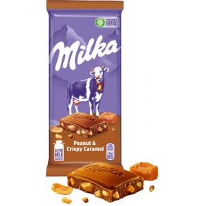 Шоколад Milka Молочный с арахисом и кусочками хрустящей карамели