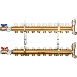 Распределительный коллектор из латуни без расходомеров 10 вых. stout smb 0468 000010