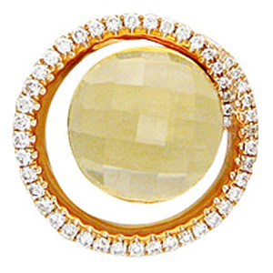 Подвеска из красного золота с бриллиантами и цитрином Эстет