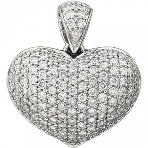 Подвеска Сердце с бриллиантами из белого золота 750 пробы Эстет