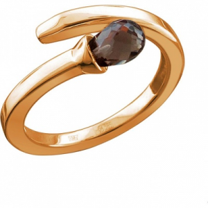 Кольцо Спичка с 1 раухтопазом из красного золота Эстет