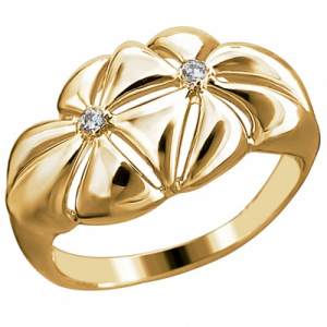 Кольцо Цветы с фианитами из желтого золота Эстет