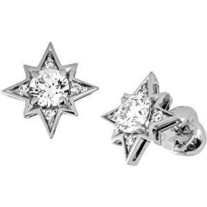 Серьги Звезды с бриллиантами из белого золота 750 пробы Эстет