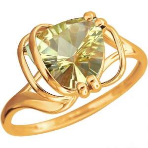 Кольцо с 1 кварцем из красного золота Эстет