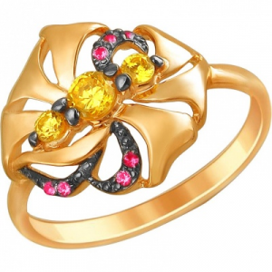 Кольцо с цитрином из красного золота Эстет