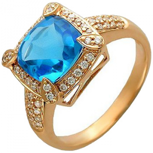 Кольцо с топазом и бриллиантами из красного золота Эстет