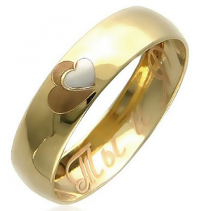 Обручальное кольцо Сердечки из желтого золота Эстет