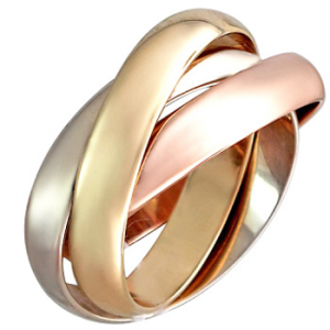 Обручальное кольцо Тринити из комбинированного золота Эстет