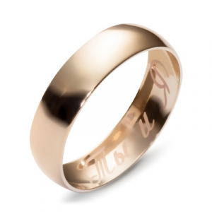 Гладкое обручальное кольцо из красного золота Эстет
