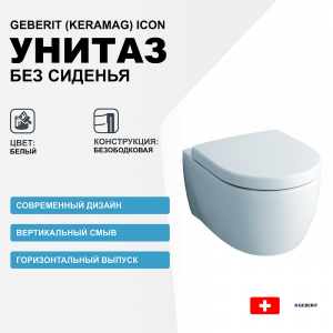 Унитаз подвесной Keramag iCon Rimfree безободковый (204060000)