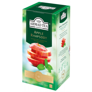 Чай "Ahmad Tea" Эппл Рапсоди, с ароматом яблока и мяты, чёрный, в пакетиках в конвертах из фольги, 25х1,5г Штука