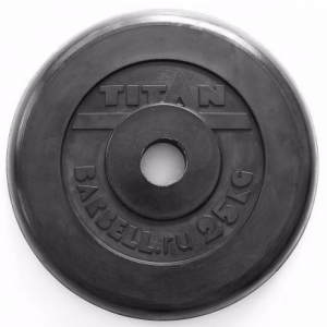 Диск обрезиненный черный 25 кг (51 мм) Titan TP51-25