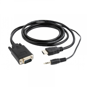 Переходник HDMI-VGA Cablexpert A-HDMI-VGA-03, 19M/15F, длина 15см, Jack3.5 аудиовыход